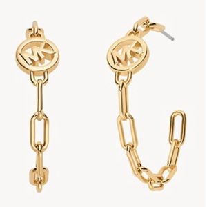 Michael Kors gold link logo hoop earring